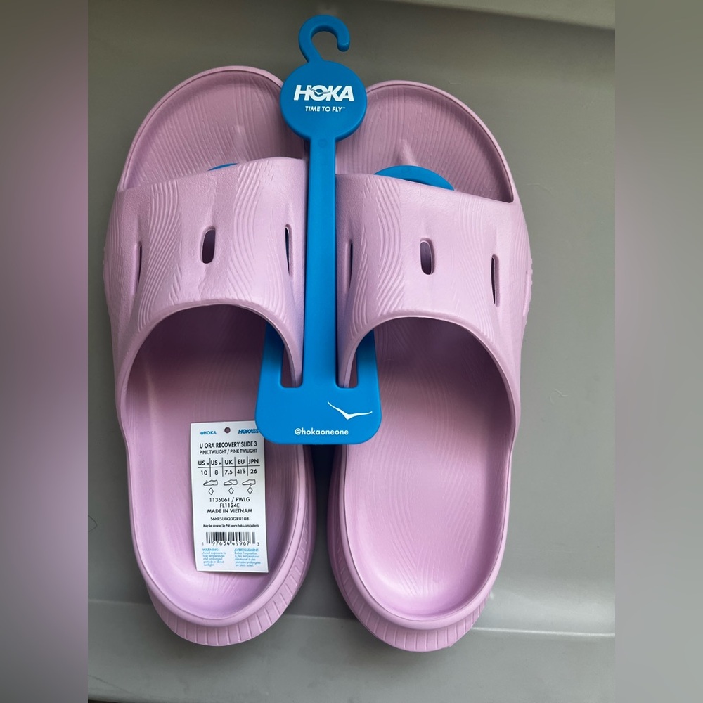 Hoka Pink Twilight Recovery Slides